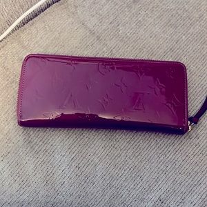 Authentic LV Clemence patent leather magenta wallet